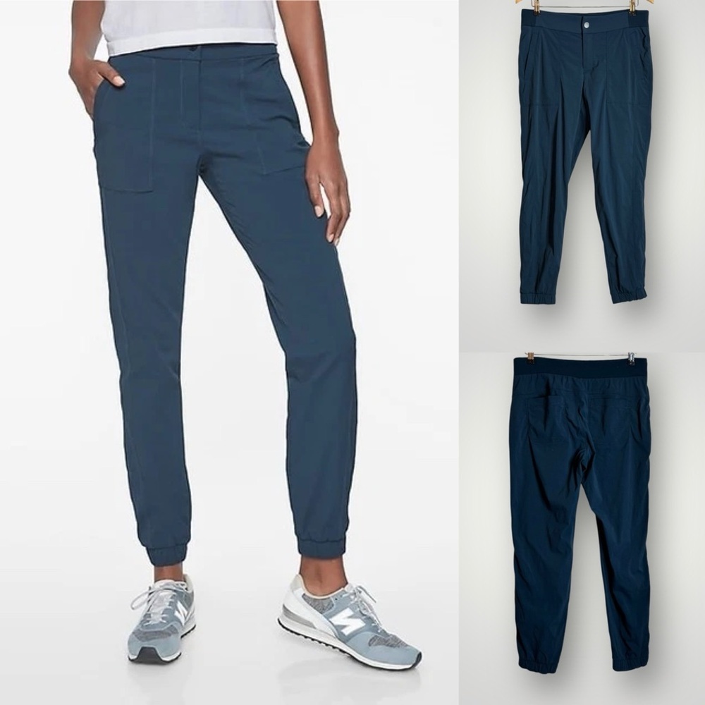 Athleta Trekkie Joggers 2.0 Size 8 Sweat Wicking Ripstop Fabric Constell Blue
